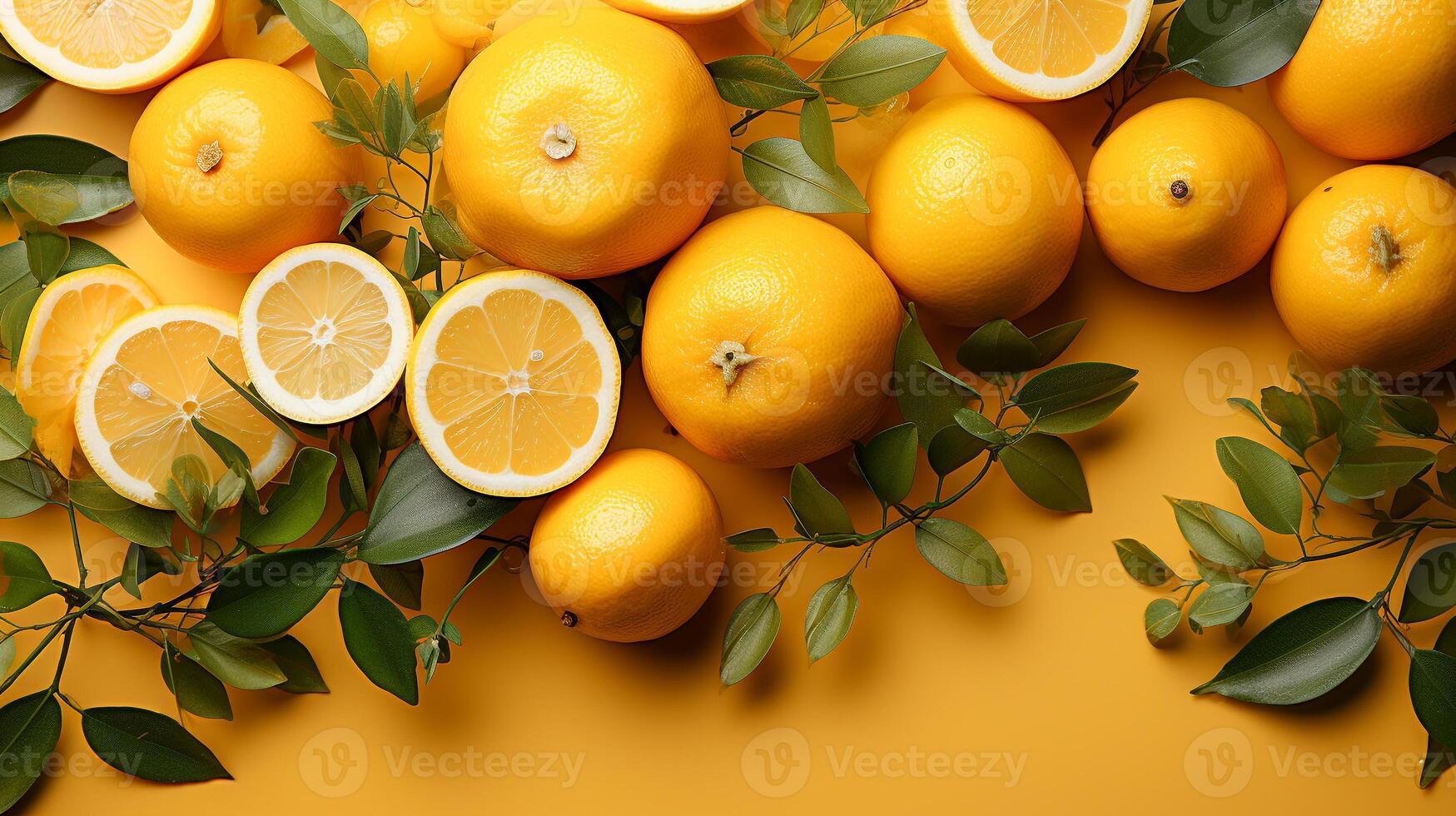 AI generated Yuzu orange pattern background and space for text , Photorealistic , AI generated photo