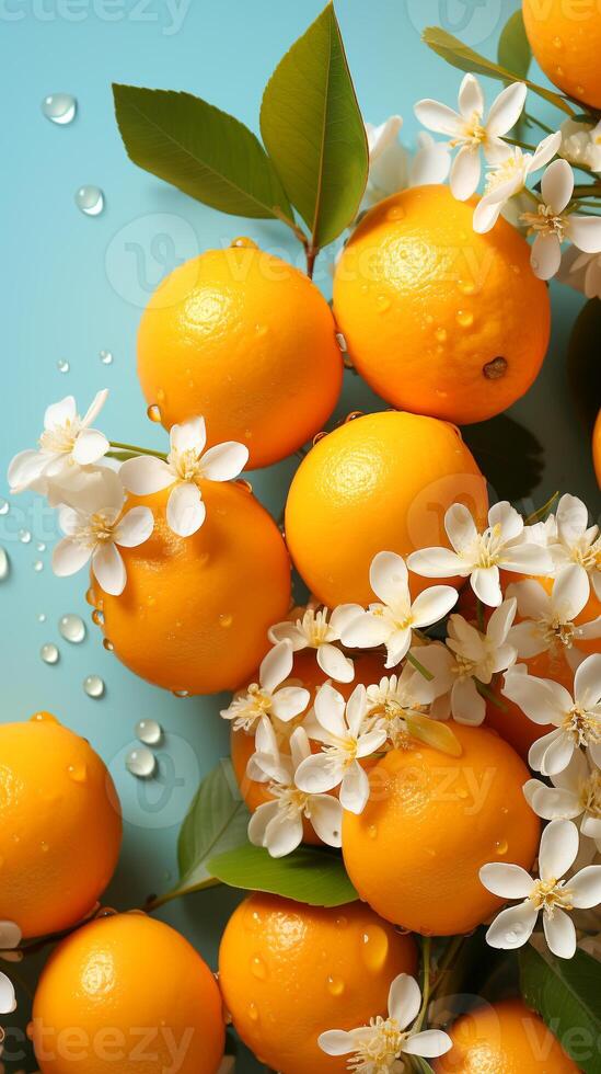 AI generated Yuzu orange pattern background and space for text , Photorealistic , AI generated photo