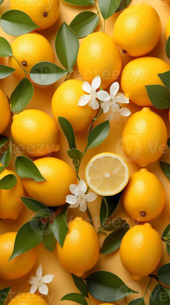AI generated Yuzu orange pattern background and space for text , Photorealistic , AI generated photo