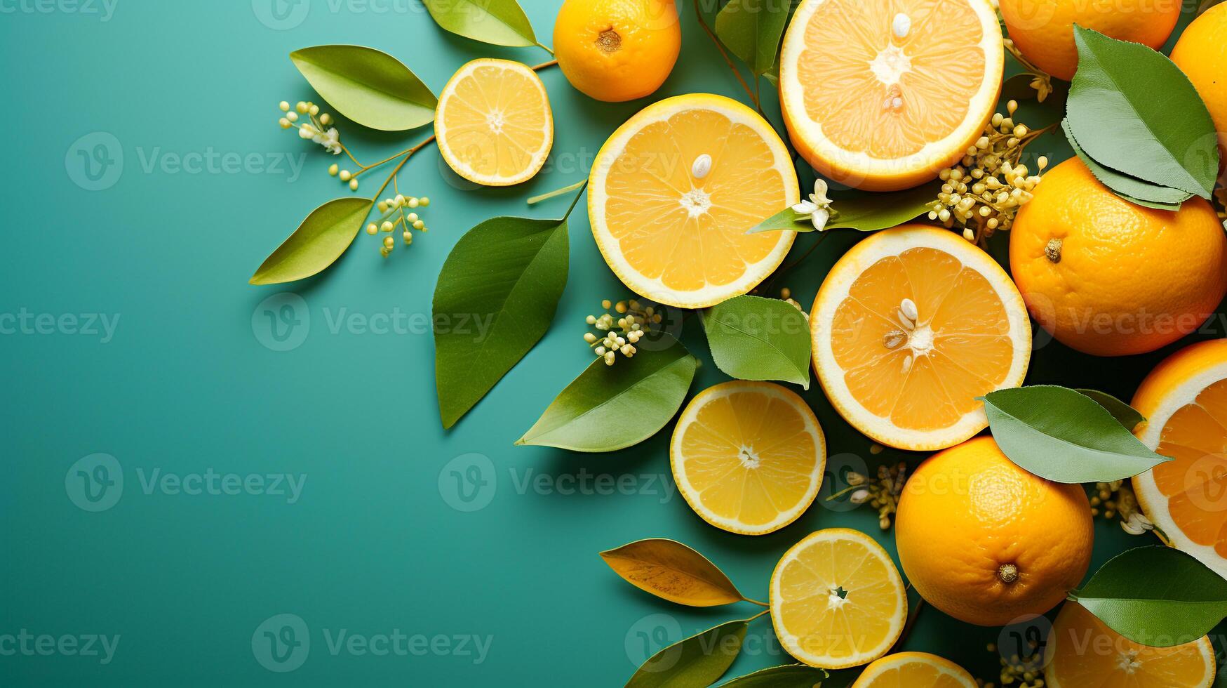 AI generated Yuzu orange pattern background and space for text , Photorealistic , AI generated photo