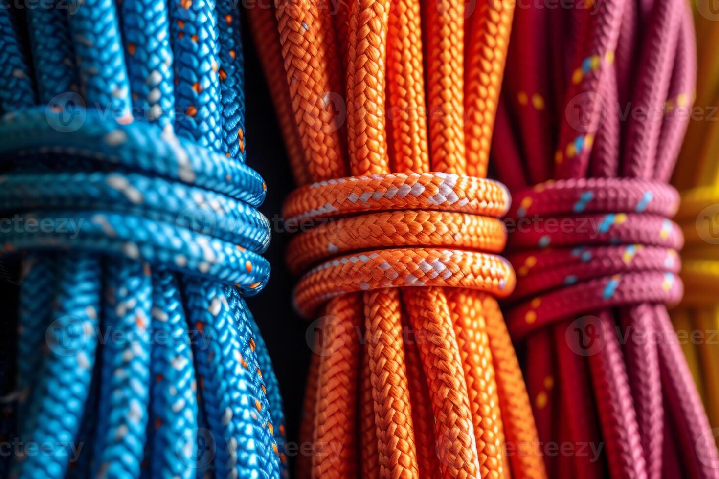 ai generado de colores cuerdas atado juntos foto