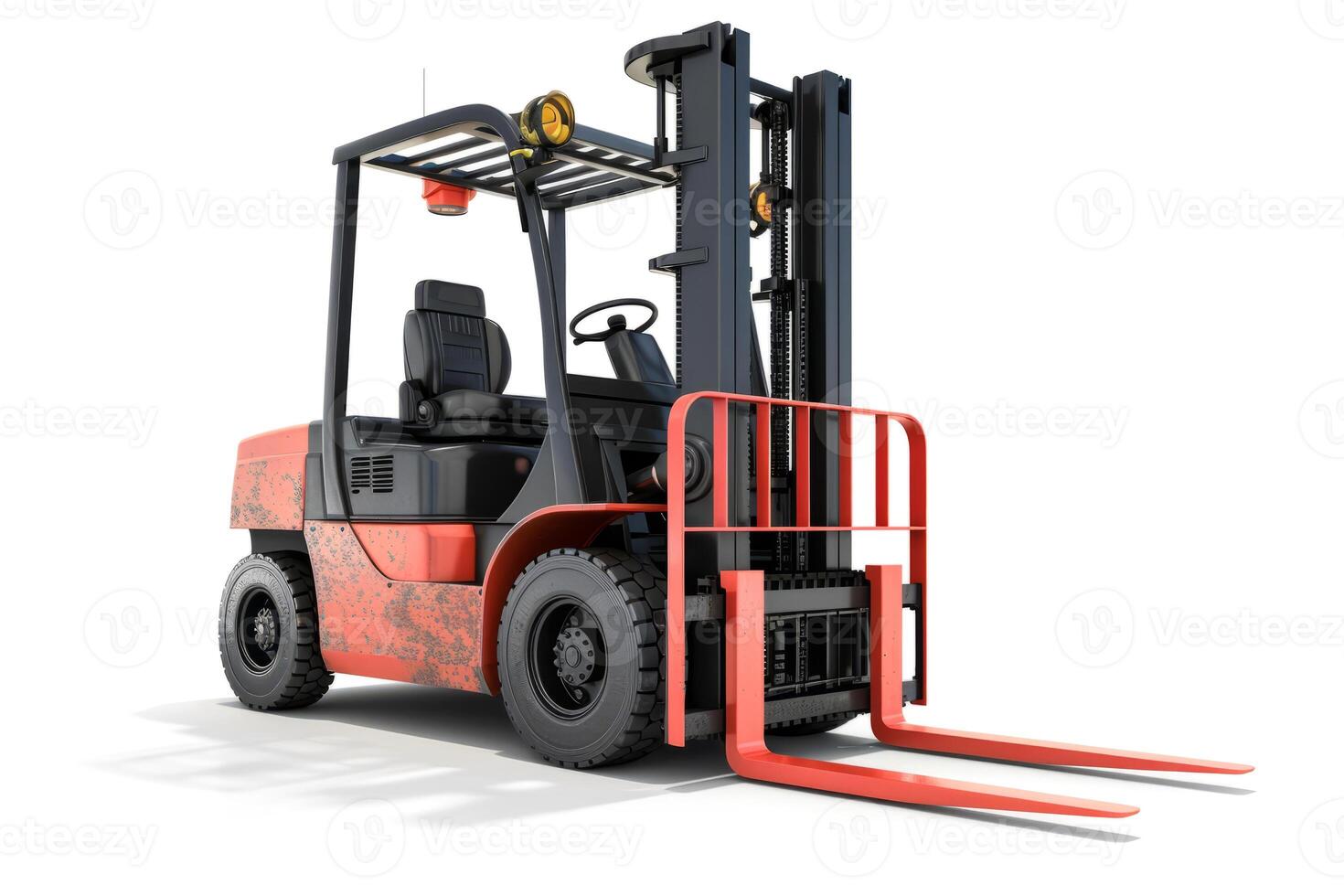 AI generated Forklift for working in warehouse isolated on white background photo