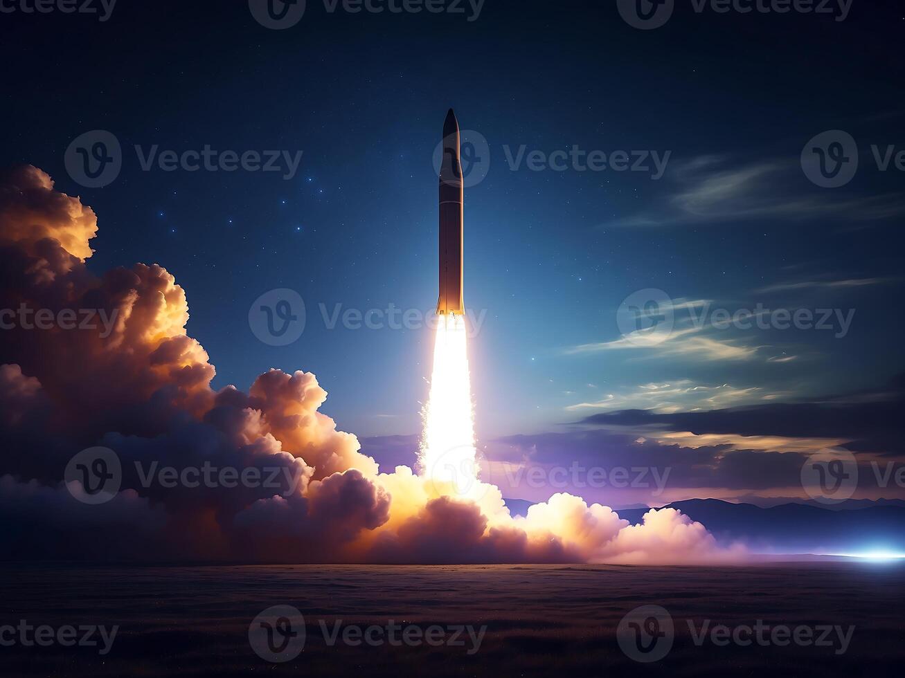 AI generated a rocket is taking off into the sky photo