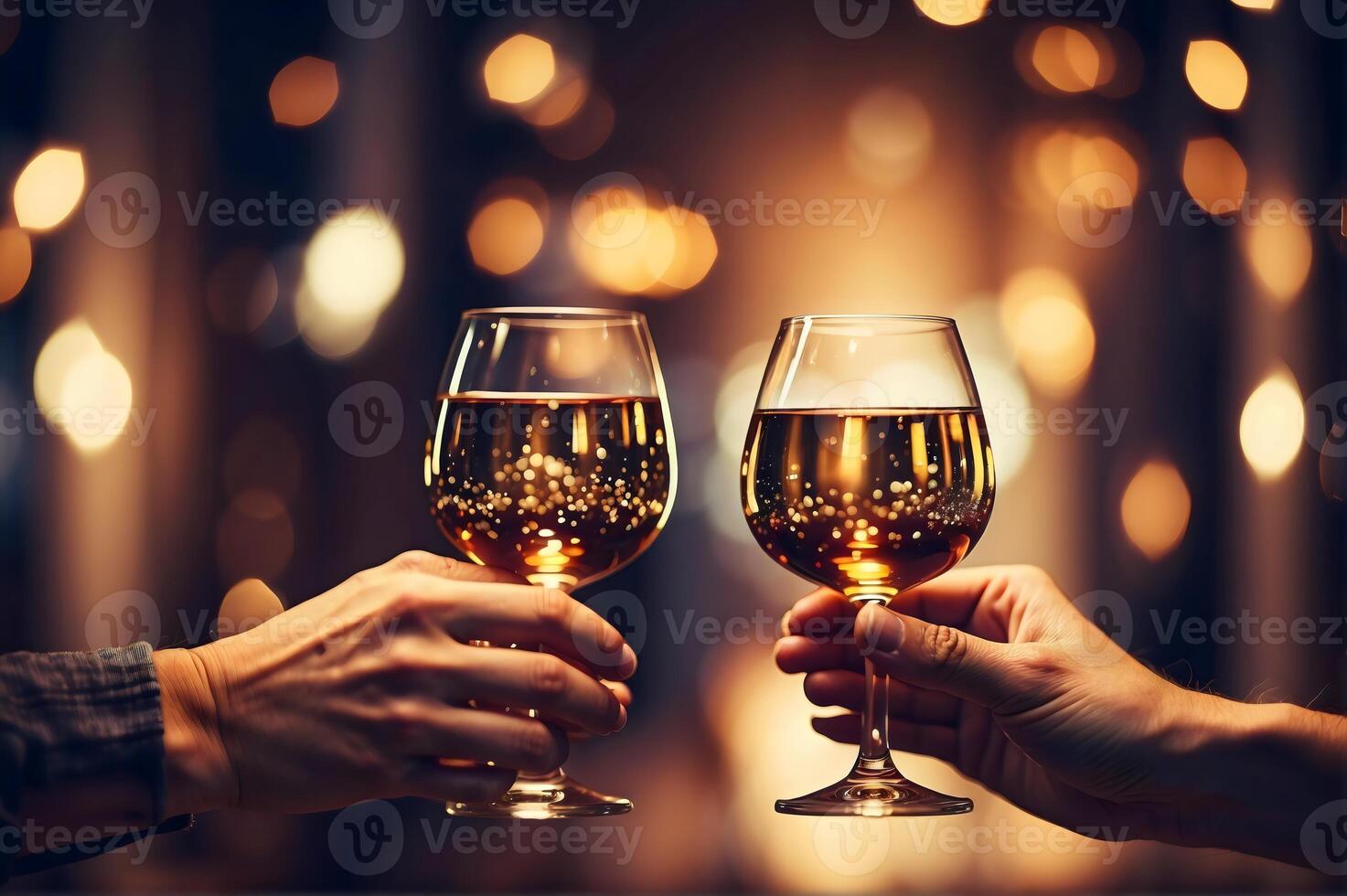 AI generated two people toasting with wine glasses photo