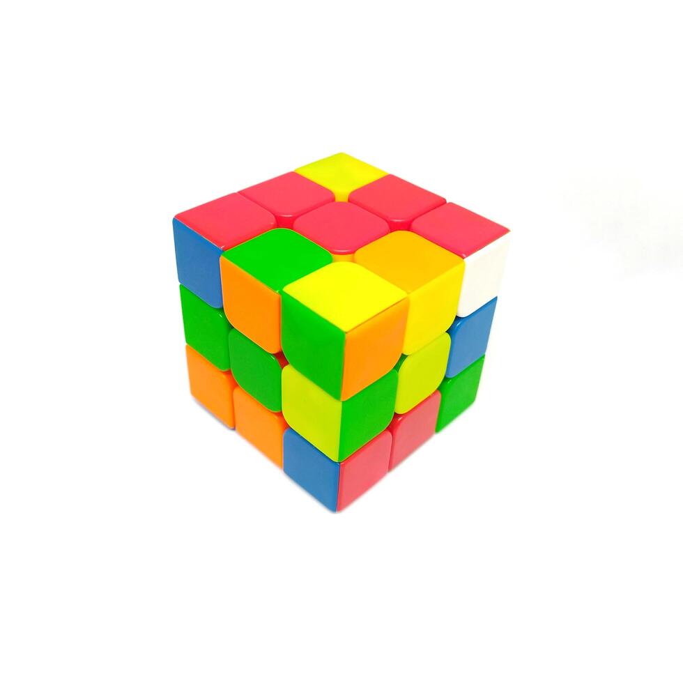 Bandung, West Java, Indonesia ,26 January 2024 - Rubik's cube 3x3 isolated on white background photo