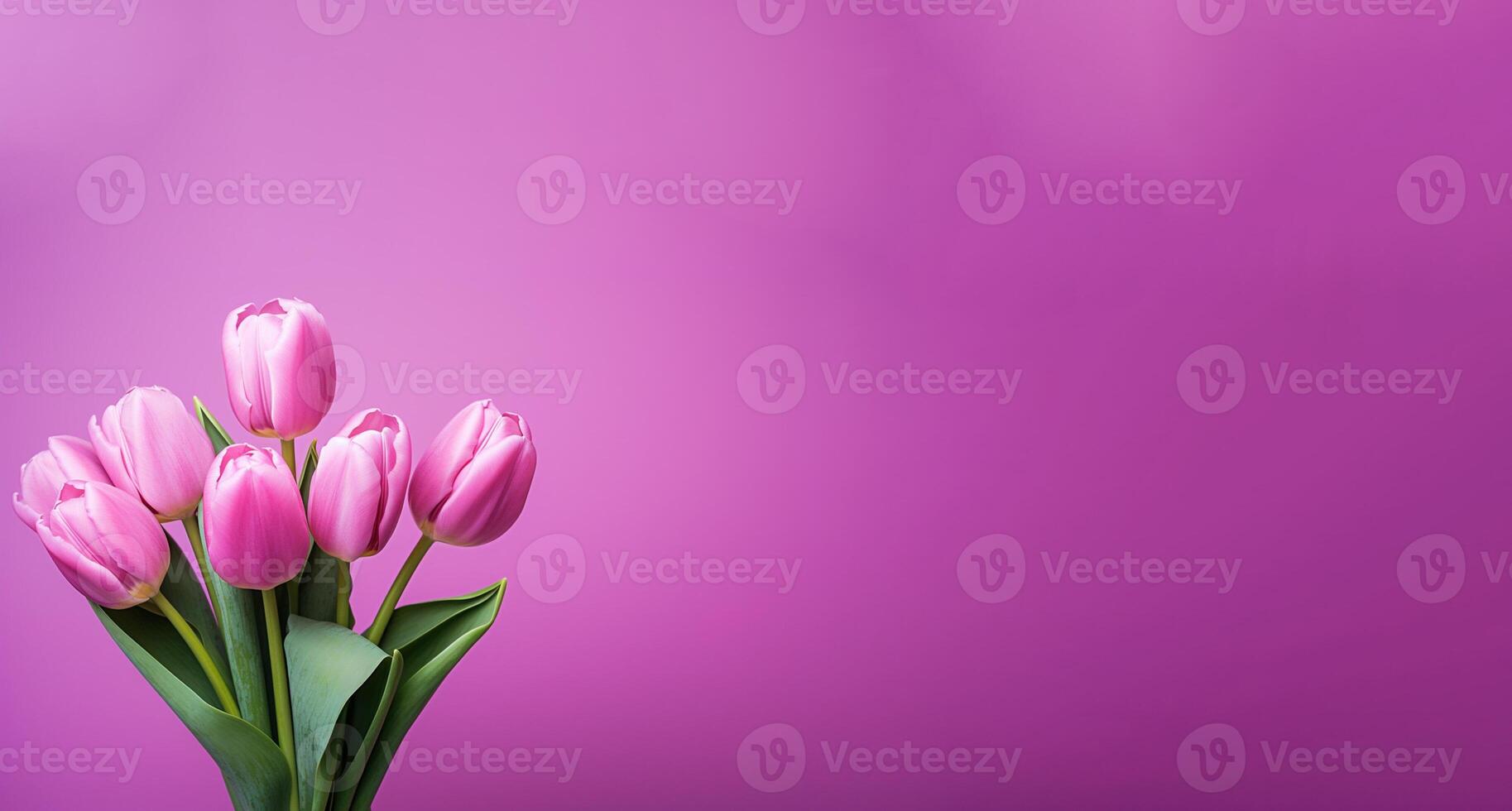 AI generated Tulips on purple background photo