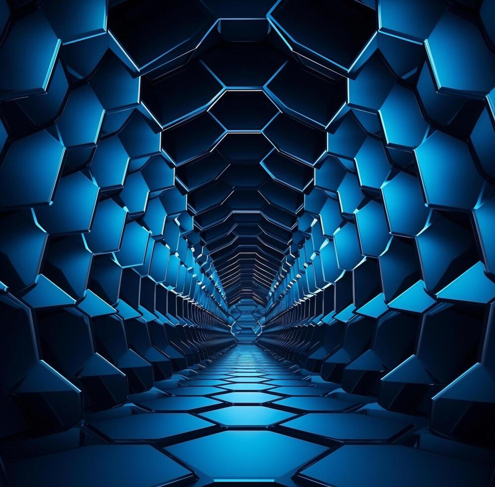 AI generated Future Dome 3d blue structure background ai generated photo