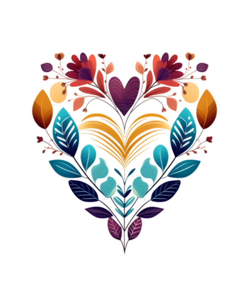 AI generated Valentines day Boho Heart Illustration tshirt design Elements PNG