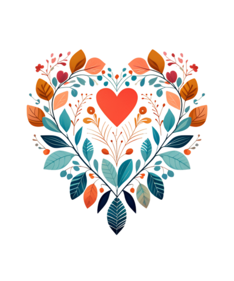 AI generated Valentines day Boho Heart Illustration tshirt design Elements PNG