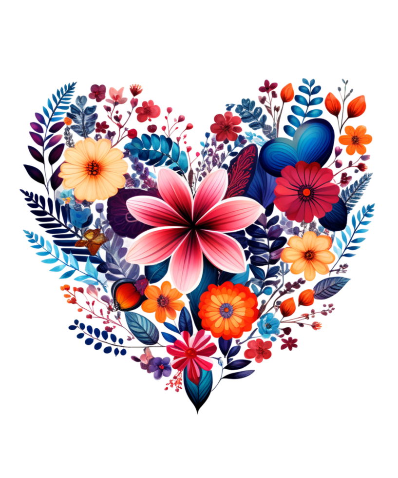 AI generated Valentines day Boho Heart Illustration tshirt design Elements PNG