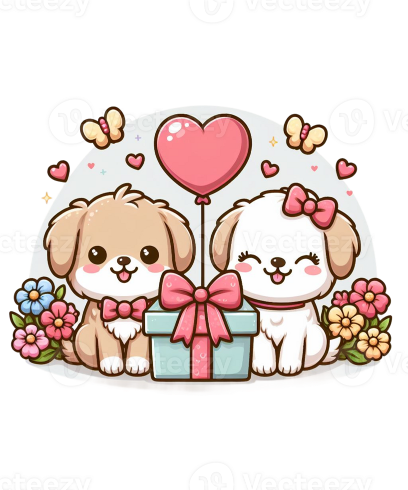 AI generated Valentines day Couple Dog Illustration tshirt design Elements PNG
