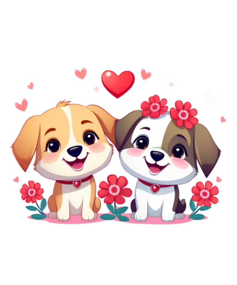 AI generated Valentines' day Couple Dog Illustration tshirt design Elements PNG