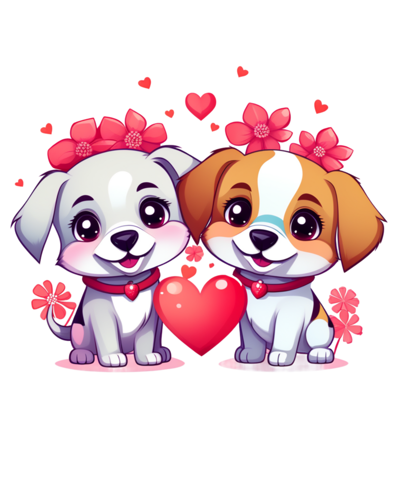 AI generated Valentines' day Couple Dog Illustration tshirt design Elements PNG