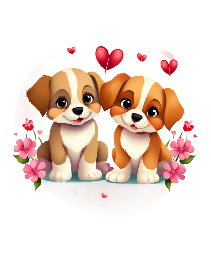 AI generated Valentines' day Couple Dog Illustration tshirt design Elements PNG