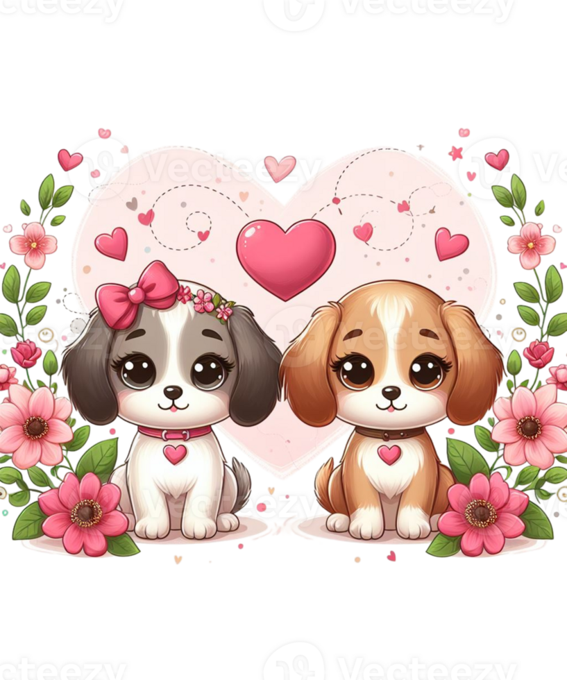 AI generated Valentines day Couple Dog Illustration tshirt design Elements PNG