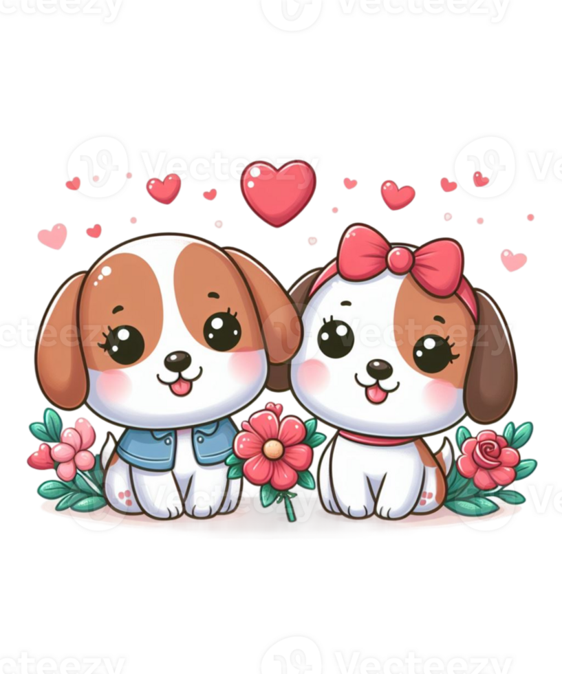 AI generated Valentines day Couple Dog Illustration tshirt design Elements PNG