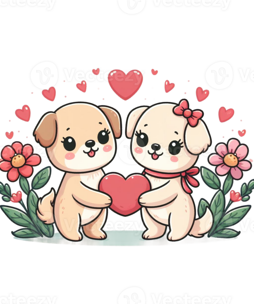 AI generated Valentines day Couple Dog Illustration tshirt design Elements PNG