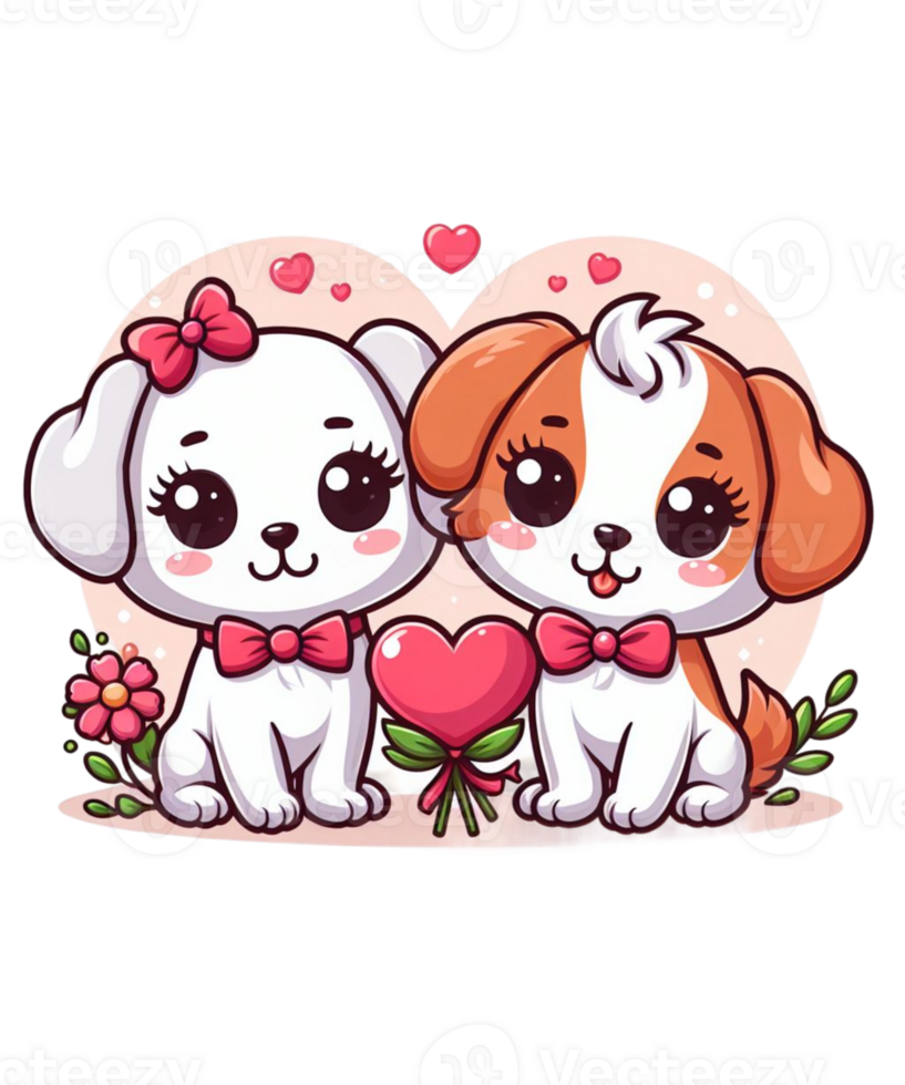 AI generated Valentines day Couple Dog Illustration tshirt design Elements PNG