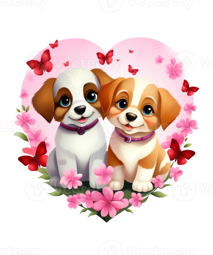 AI generated Valentines day Couple Dog Illustration tshirt design Elements PNG