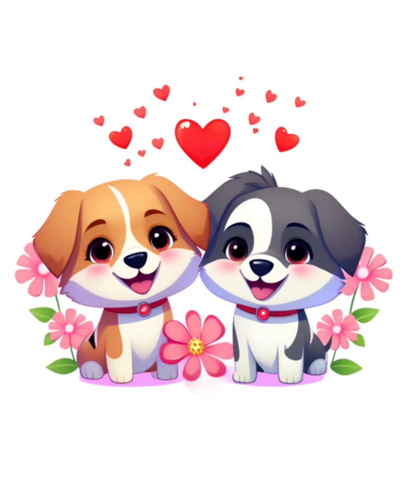 AI generated Valentines' day Couple Dog Illustration tshirt design Elements PNG