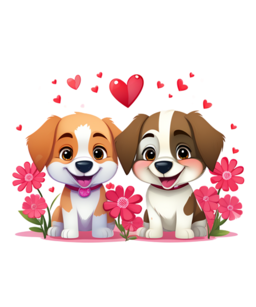 AI generated Valentines' day Couple Dog Illustration tshirt design Elements PNG