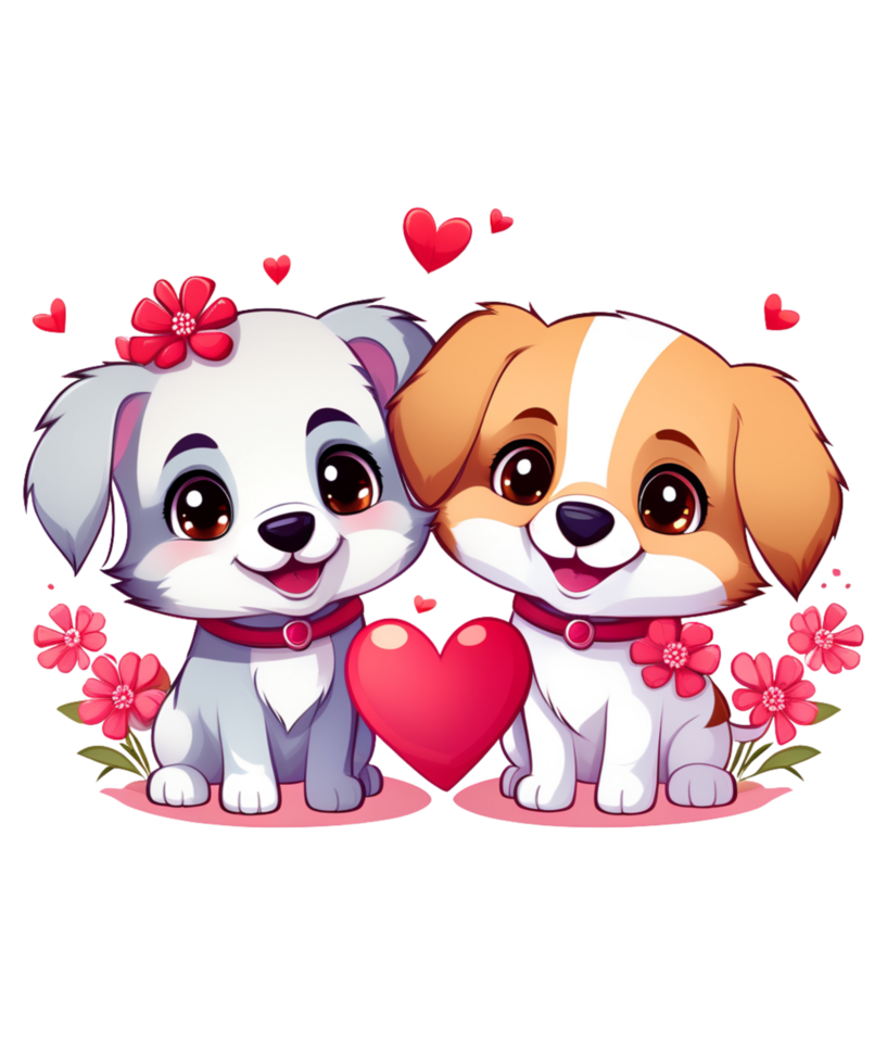 AI generated Valentines' day Couple Dog Illustration tshirt design Elements PNG