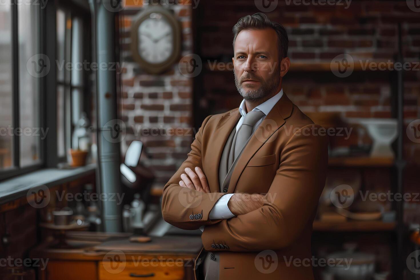AI generated Confident Businessman in Stylish Office photo