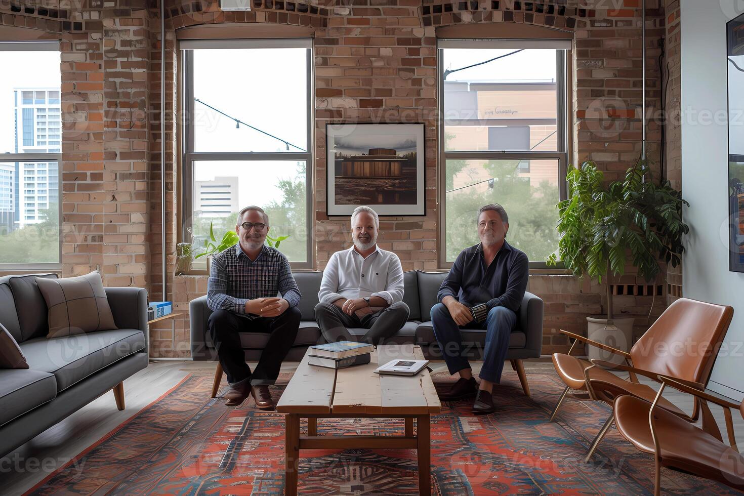 AI generated Business Colleagues in Modern Loft Office Space photo
