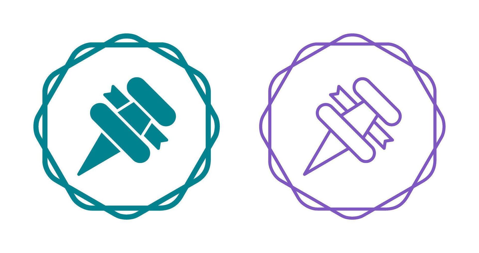 Thumbtack with ribbon Vector Icon