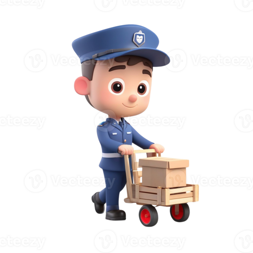 AI generated 3d person with a box on isolated transparent background png, generated with AI png