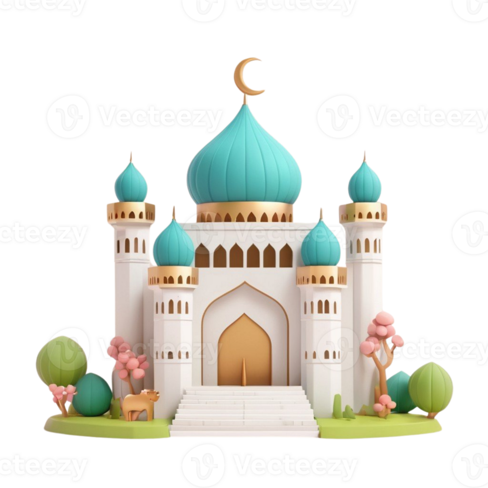 ai gerado uma 3d mesquita com nuvem em isolado transparente fundo png, gerado com ai png
