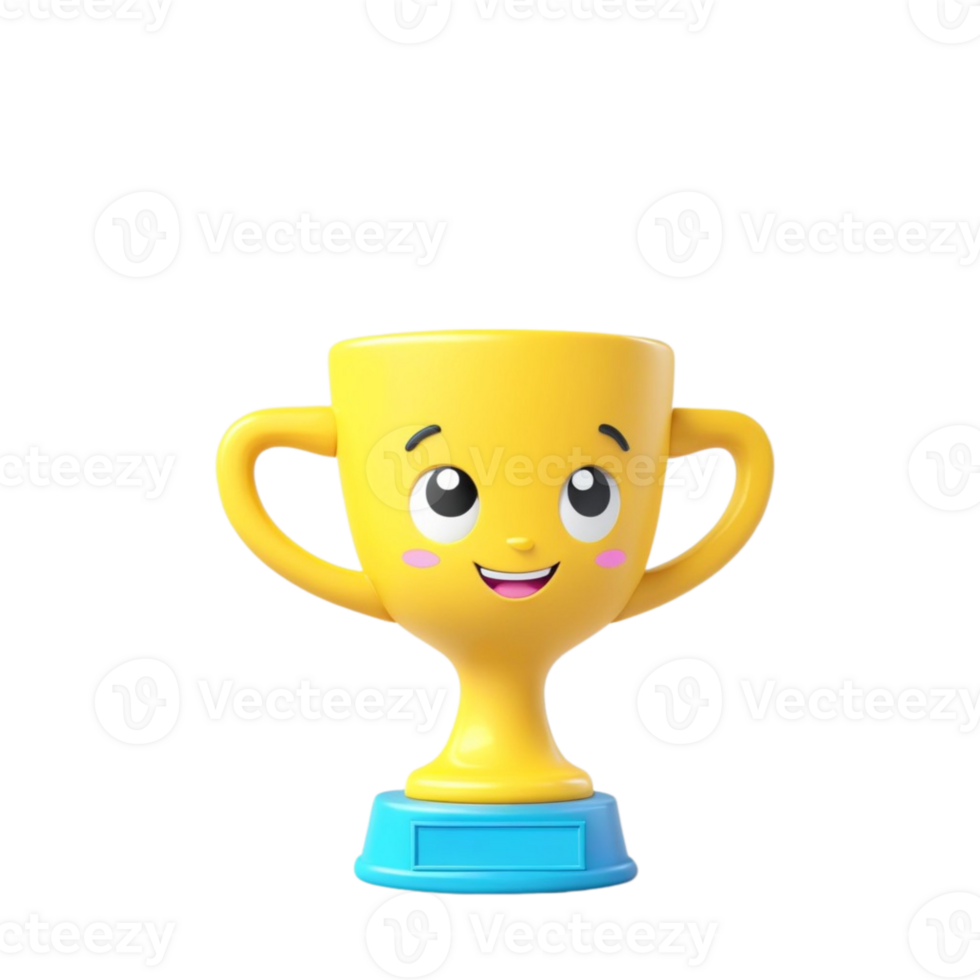 AI generated 3d render trophy cup winner success champion icon on isolated transparent background png, generated with AI png