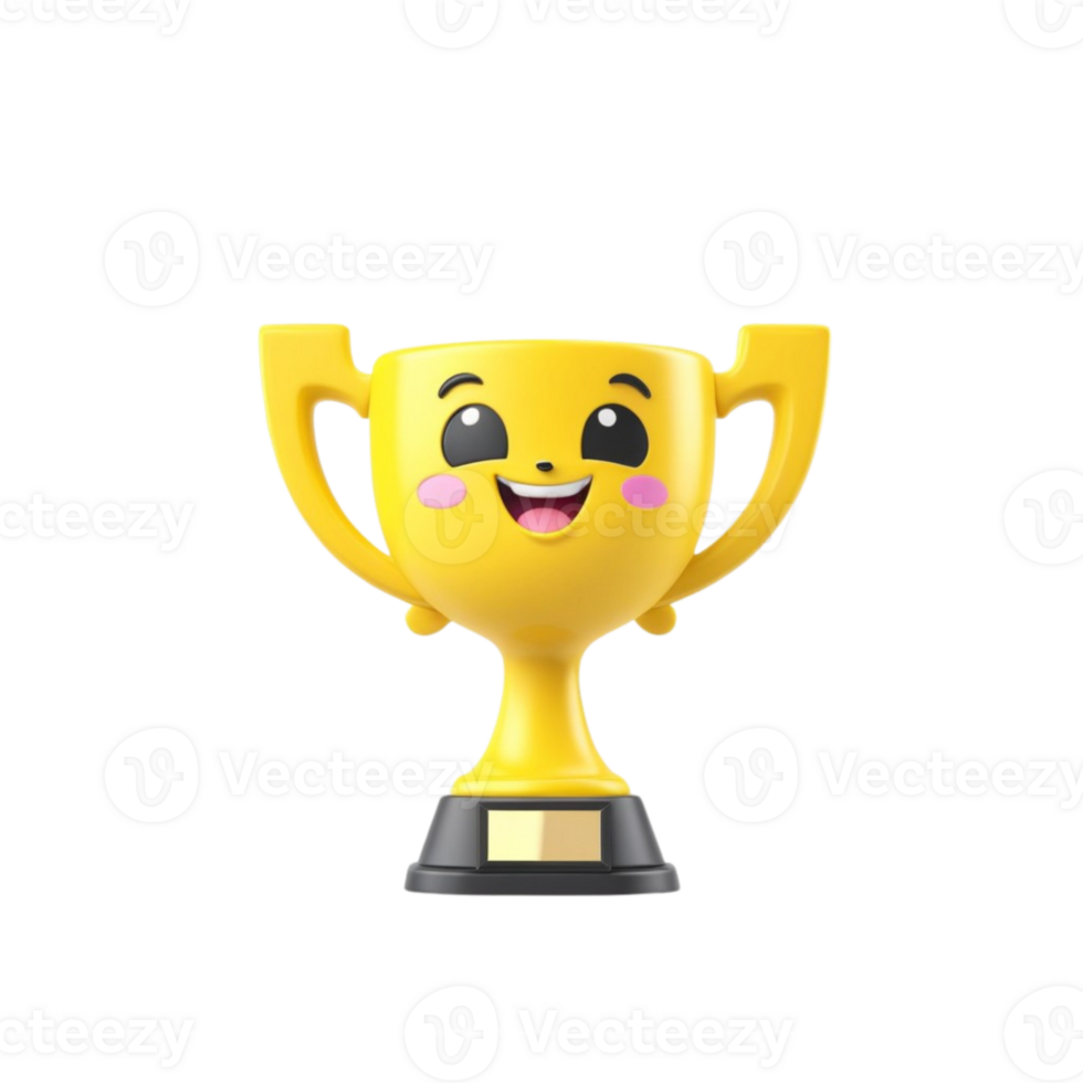 AI generated 3d render trophy cup winner success champion icon on isolated transparent background png, generated with AI png