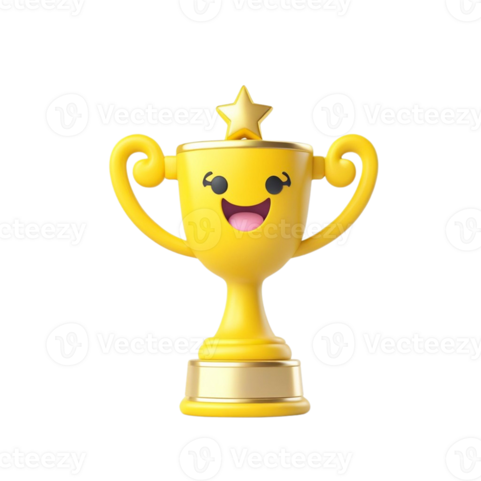 AI generated 3d render trophy cup winner success champion icon on isolated transparent background png, generated with AI png