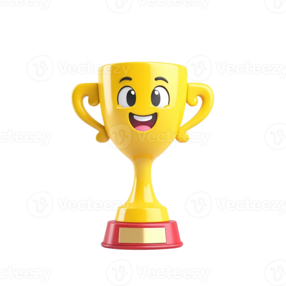 AI generated 3d render trophy cup winner success champion icon on isolated transparent background png, generated with AI png