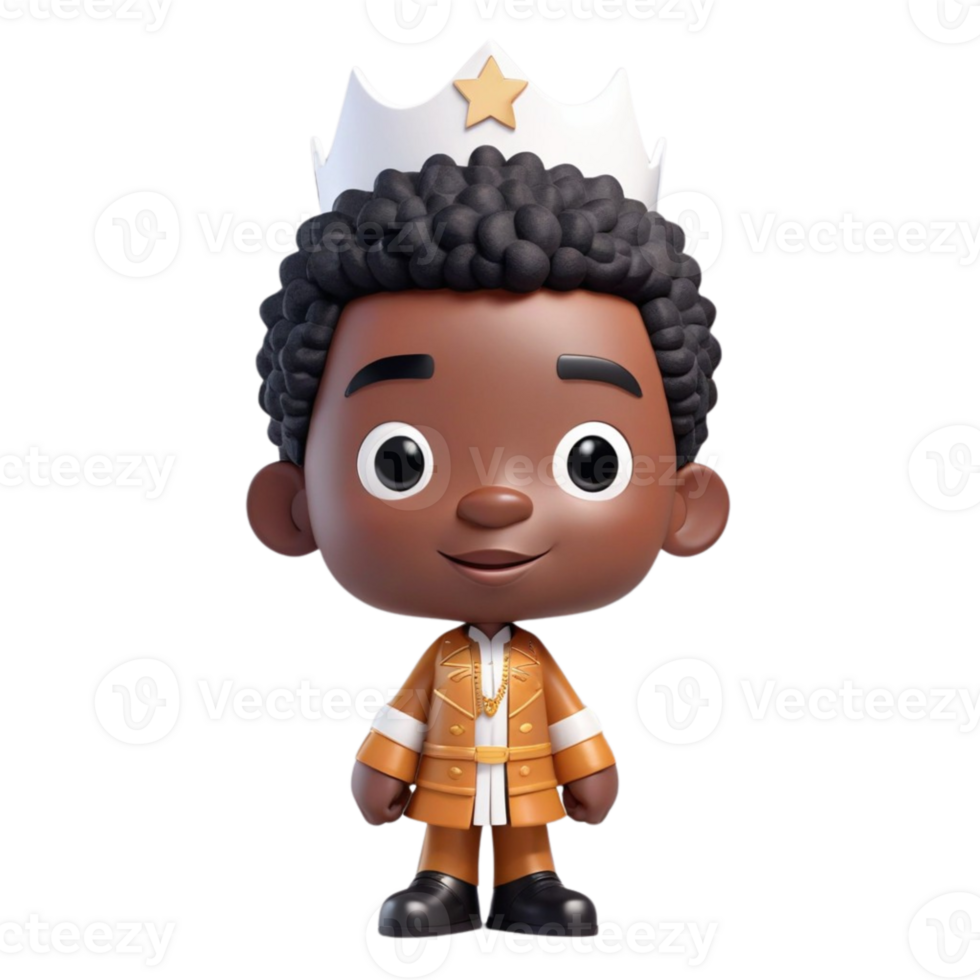 AI generated 3d render smiling african children on isolated transparent background png, generated with AI png