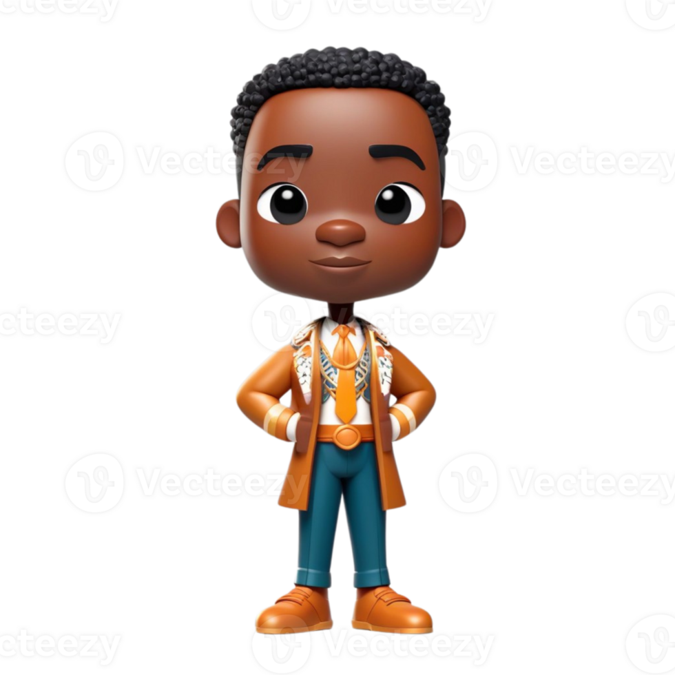 AI generated 3d render smiling african children on isolated transparent background png, generated with AI png