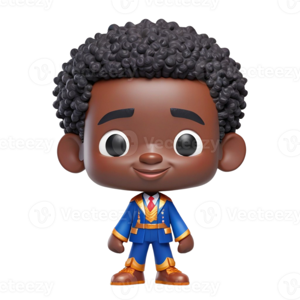 AI generated 3d render smiling african children on isolated transparent background png, generated with AI png