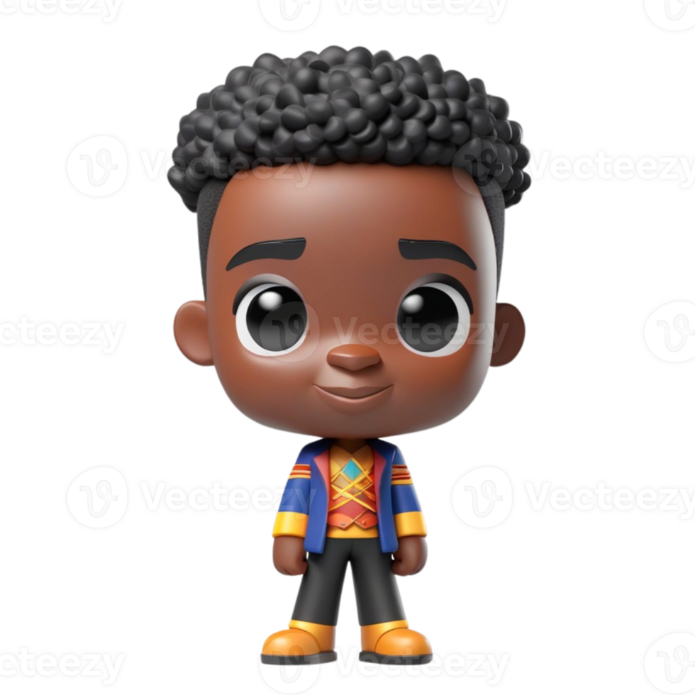 AI generated 3d render smiling african children on isolated transparent background png, generated with AI png