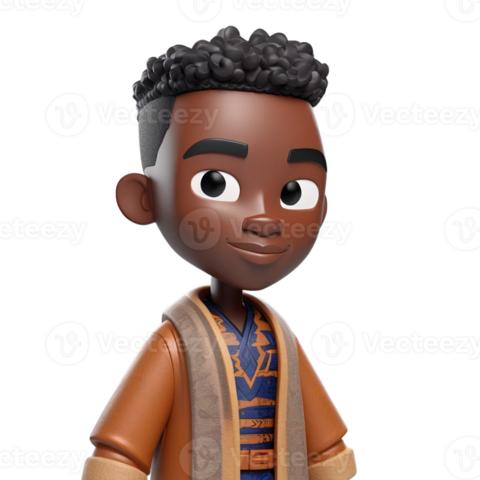 AI generated 3d render smiling african children on isolated transparent background png, generated with AI png