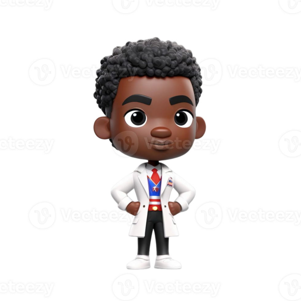 ai gerado 3d render sorridente africano crianças em isolado transparente fundo png, gerado com ai png