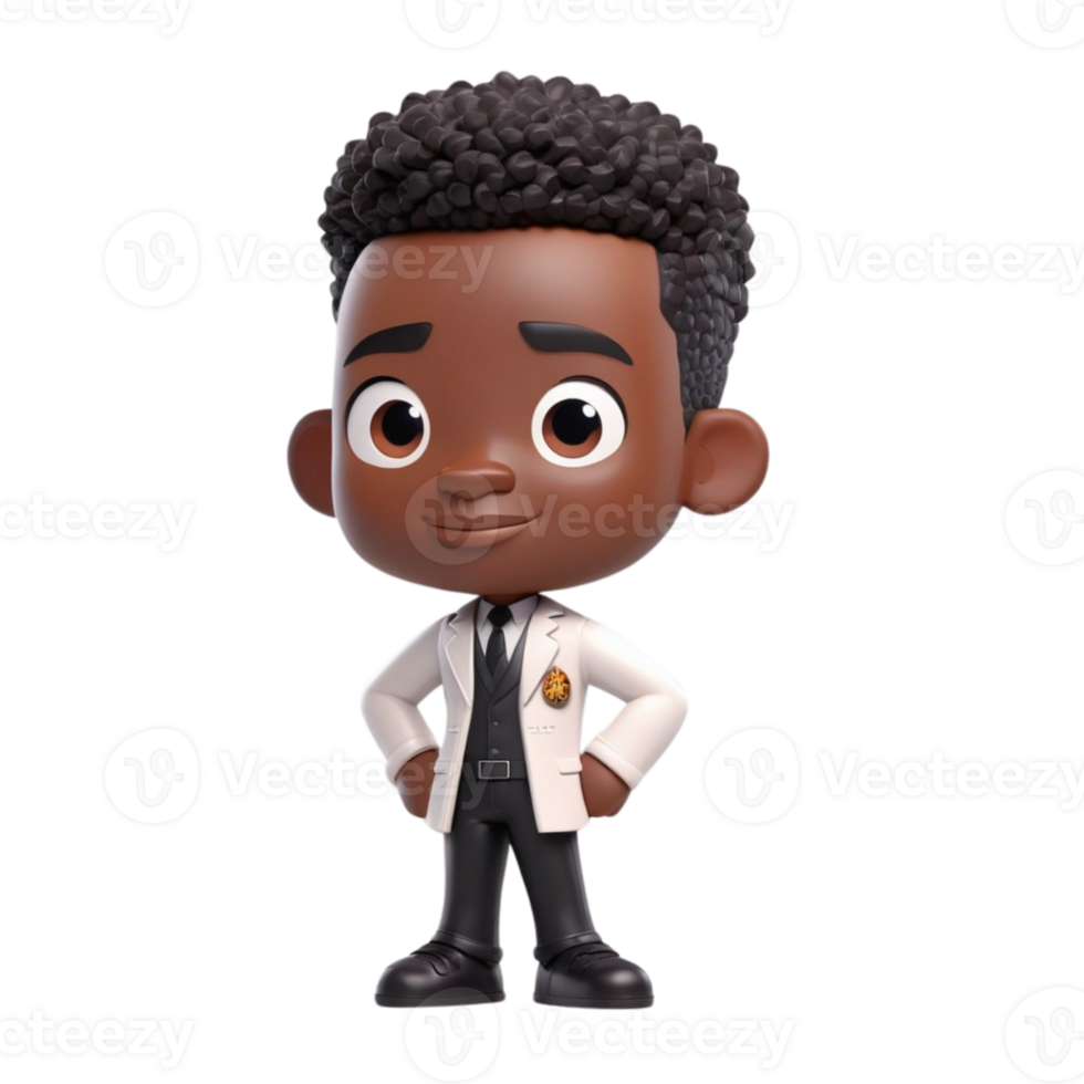 AI generated 3d render smiling african children on isolated transparent background png, generated with AI png