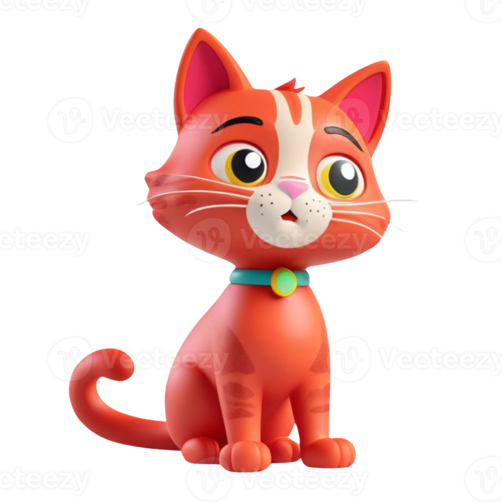 AI generated a 3d cat on isolated transparent background png, generated with AI png