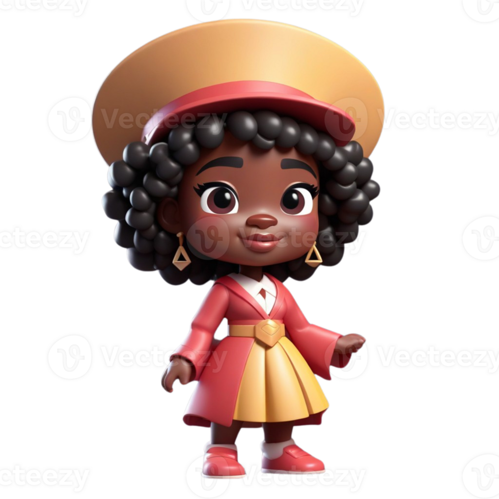 AI generated 3d render smiling african children on isolated transparent background png, generated with AI png