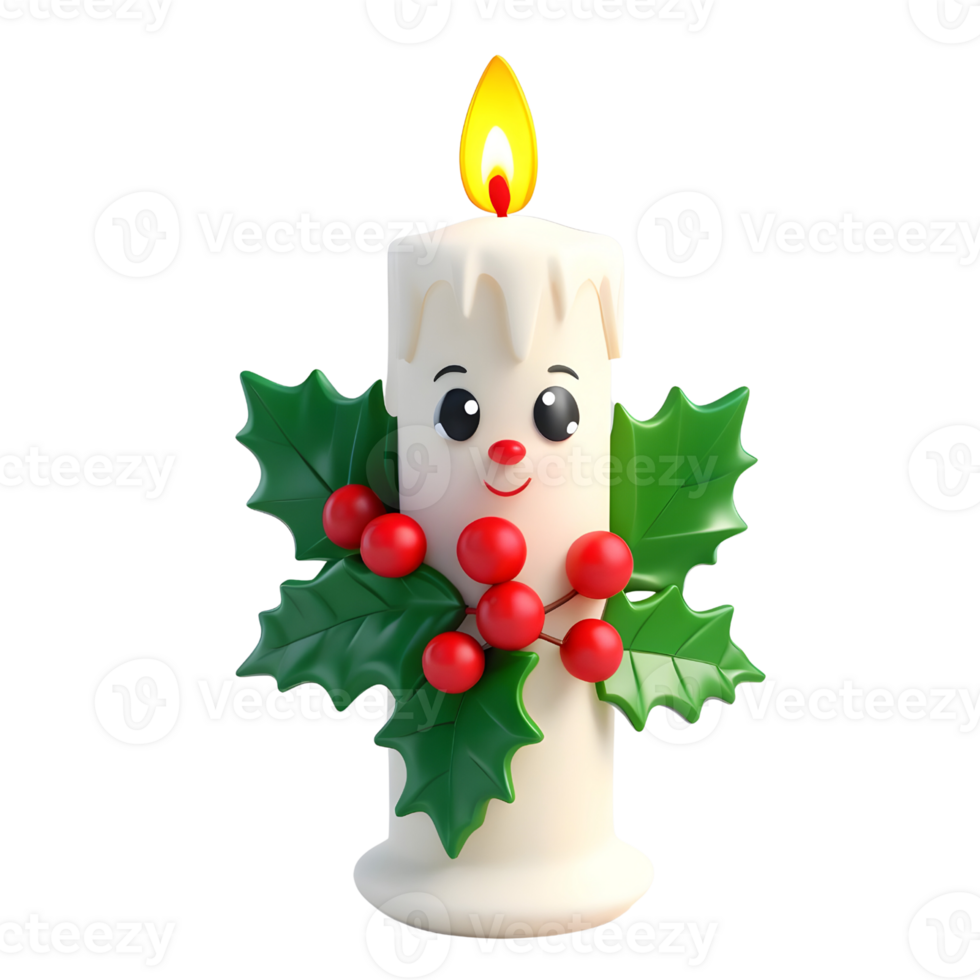 AI generated 3d candle in the form of a snowman on isolated transparent background png, generated with AI png