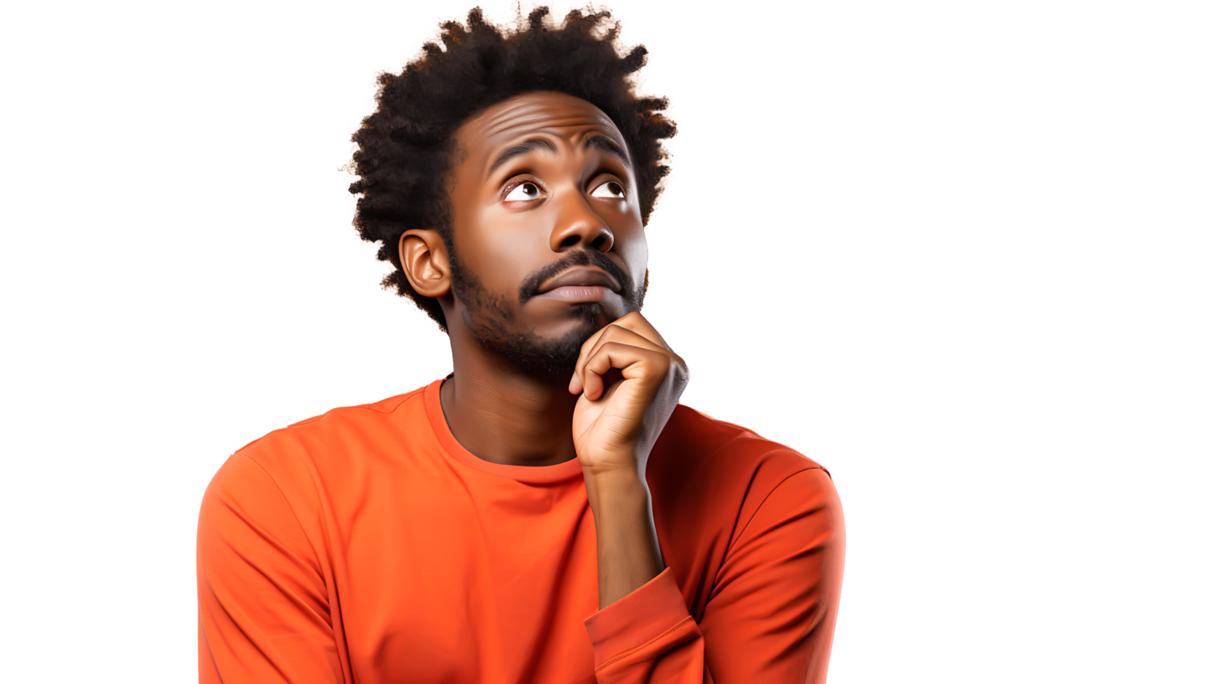 AI generated Portrait of a Puzzled African Male, Expressing Confusion and Contemplation, Symbolizing Human Dilemma and Inner Thought png