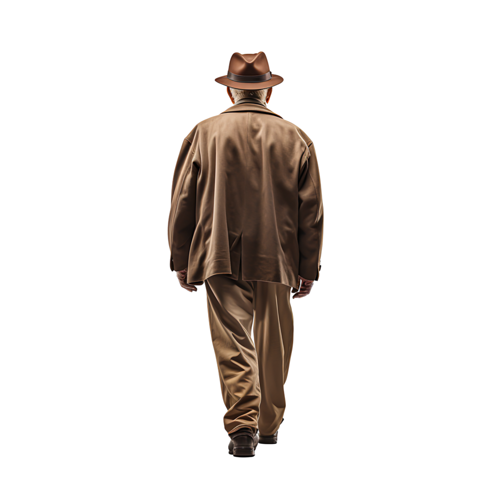 AI generated Old man walked with his back turned, Generative Ai png