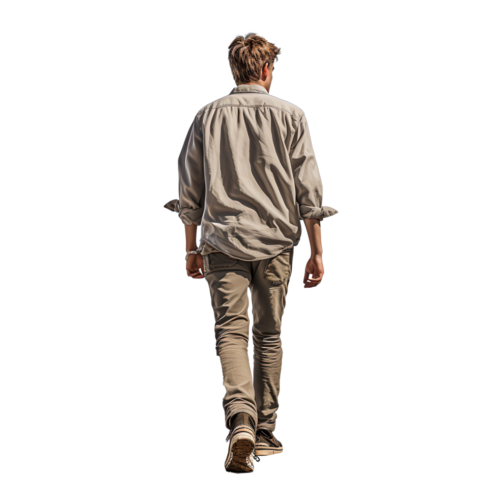ai generado antiguo hombre caminado con su espalda transformado, generativo ai png