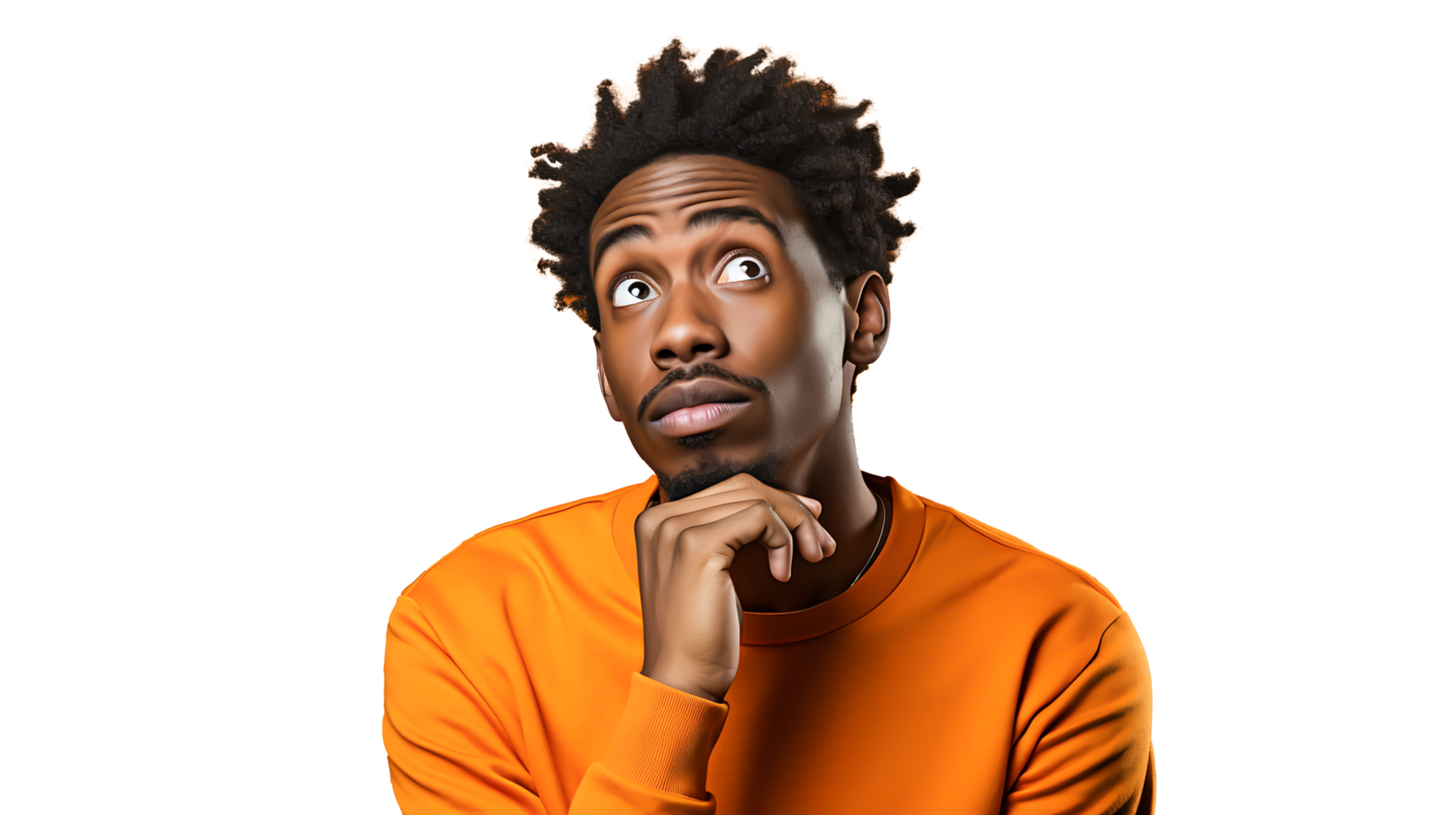AI generated Young African Man Contemplating Life Choices in Studio Portrait, Reflecting Diverse Identity and Emotional Uncertainty png