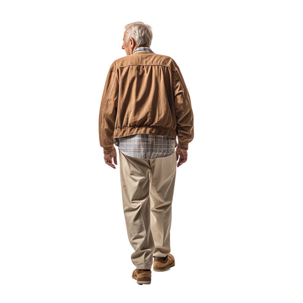 AI generated Old man walked with his back turned, Generative Ai png